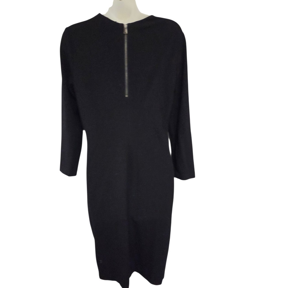 Vince Womens‎ Black Long Sleeve Exposed Back Zip Midi Shift Dress Size M